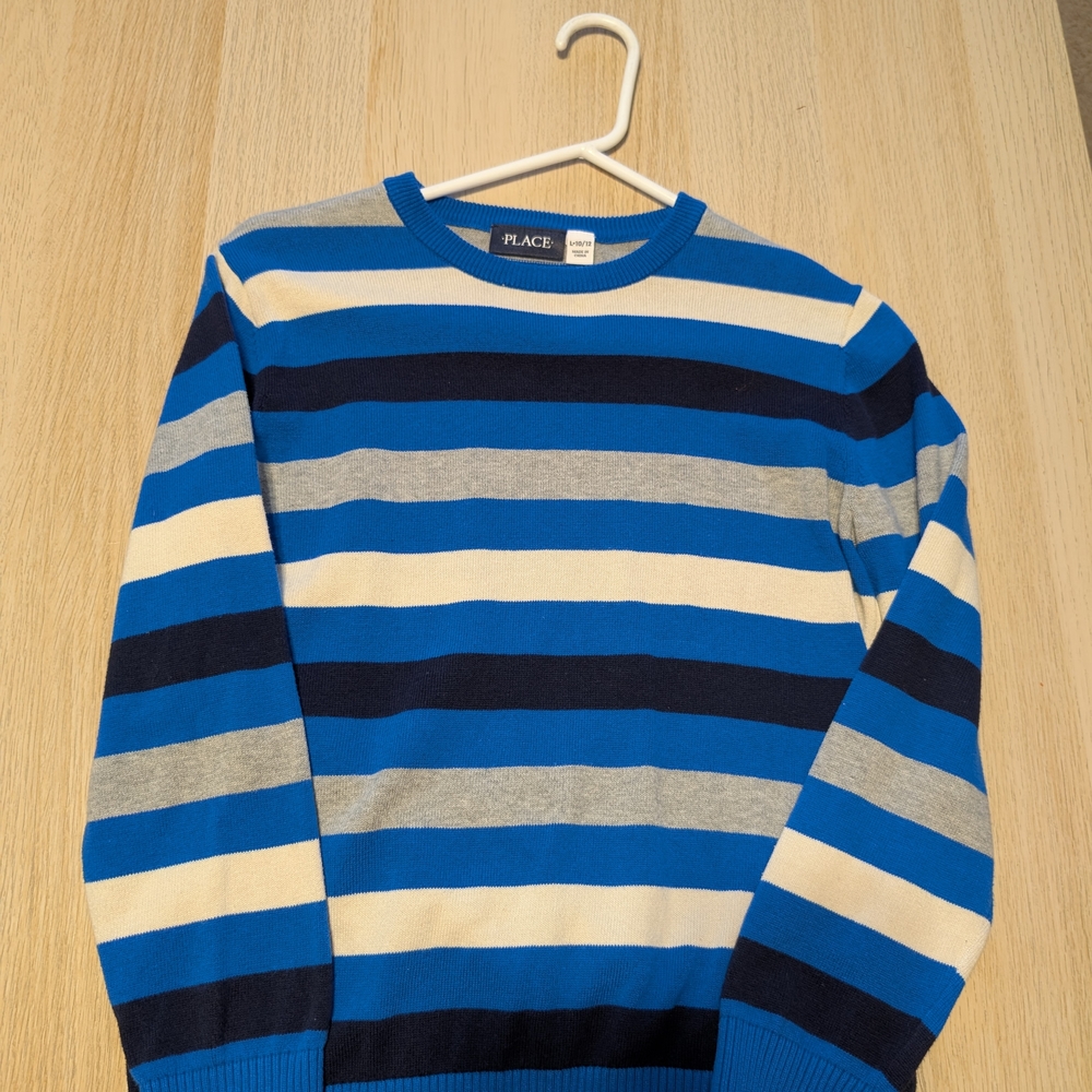 PLACE Striped Blue and Cream Men's Sweater